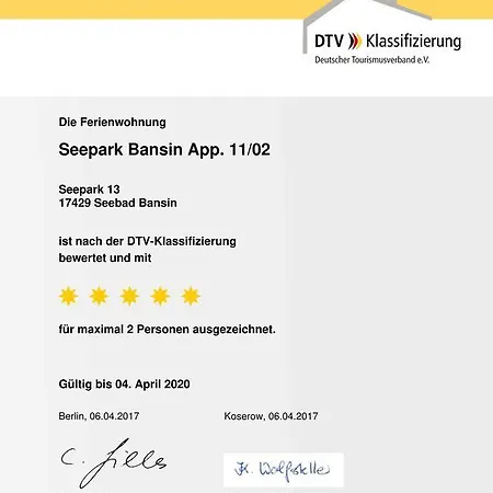 Seepark Bansin App 101 Apartman *